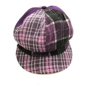 Purple sparkly plaid newsboy cap
